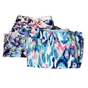 Crown & Ivy Caroline Women's Lot of 2 Size 8 Floral Print Skorts Blue Pink White